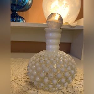 Vintage hobnail opaline moonstone perfume bottle with stopper